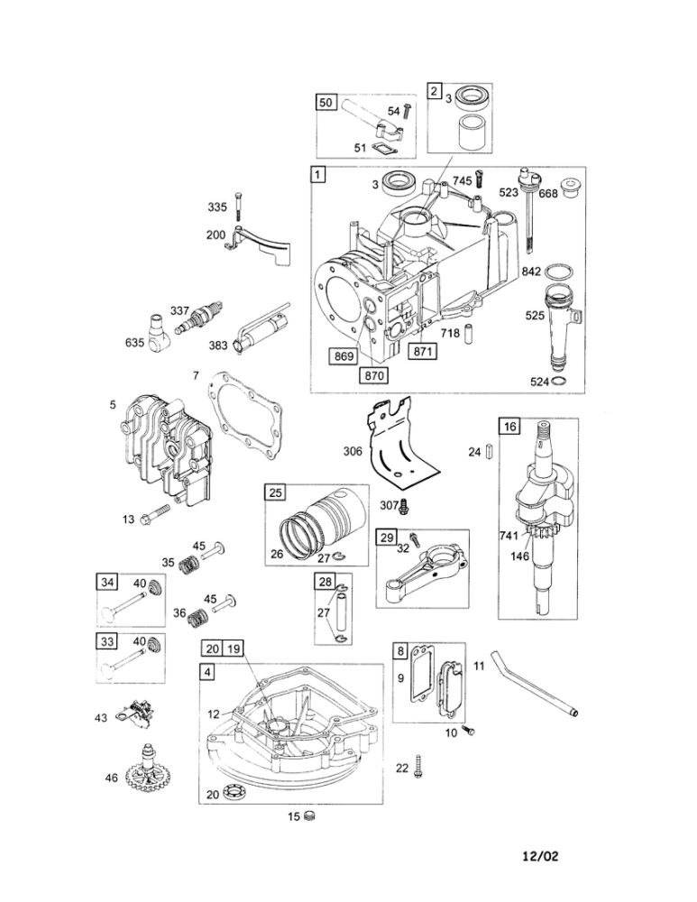 Engine Diagram and Parts List for 9G902-0145-D1  Briggs and Stratton Engine
